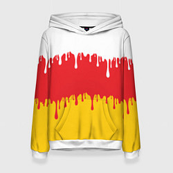 Толстовка-худи женская Северная Осетия Алания потёки, цвет: 3D-белый