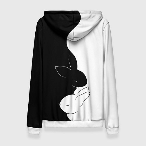 Женская толстовка ЧЕРНЫЙ КРОЛИК и БЕЛЫЙ КРОЛИК Инь Янь / 3D-Белый – фото 2