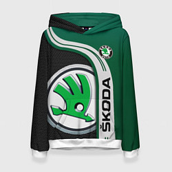 Толстовка-худи женская SKODA AUTO ШКОДА АВТО, цвет: 3D-белый