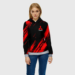 Толстовка-худи женская Mitsubishi Texture Red, цвет: 3D-меланж — фото 2