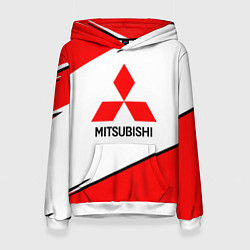 Толстовка-худи женская Mitsubishi Logo Geometry, цвет: 3D-белый