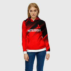 Толстовка-худи женская Mitsubishi - Red Sport, цвет: 3D-белый — фото 2