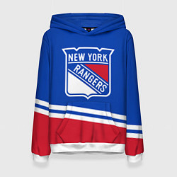 Толстовка-худи женская New York Rangers Нью Йорк Рейнджерс, цвет: 3D-белый