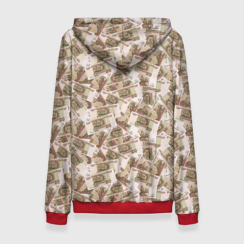 Женская толстовка Купюры 100 рублей / 3D-Красный – фото 2