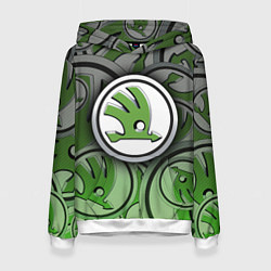 Толстовка-худи женская Skoda Carbone Pattern, цвет: 3D-белый