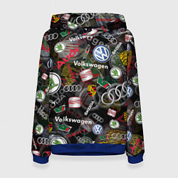 Толстовка-худи женская Volkswagen Group AUDI VW SEAT PORSCHE SKODA, цвет: 3D-синий