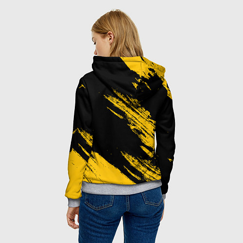 Женская толстовка BLACK AND YELLOW GRUNGE ГРАНЖ / 3D-Меланж – фото 4