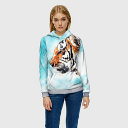 Толстовка-худи женская Tiger paints, цвет: 3D-меланж — фото 2