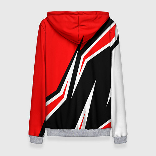 Женская толстовка ТЕСЛА - КРАСНЫЙ СПОРТИВНЫЙ / 3D-Меланж – фото 2