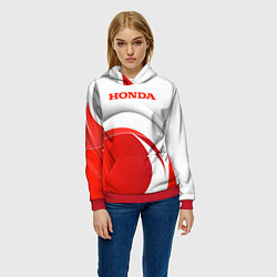 Толстовка-худи женская Хонда HONDA, цвет: 3D-красный — фото 2