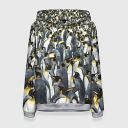 Толстовка-худи женская Пингвины Penguins, цвет: 3D-меланж