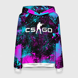 Толстовка-худи женская КС ГО НЕОН CS GO NEON, цвет: 3D-белый