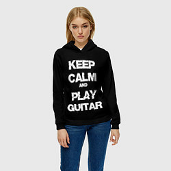 Толстовка-худи женская KEEP CALM AND PLAY GUITAR, цвет: 3D-черный — фото 2