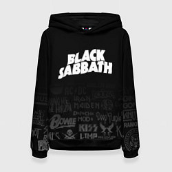 Толстовка-худи женская Black Sabbath логотипы рок групп, цвет: 3D-черный