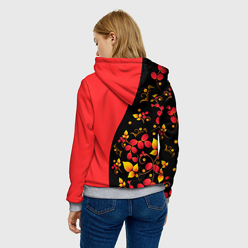 Женская толстовка Хохлома Русская роспись / 3D-Меланж – фото 4