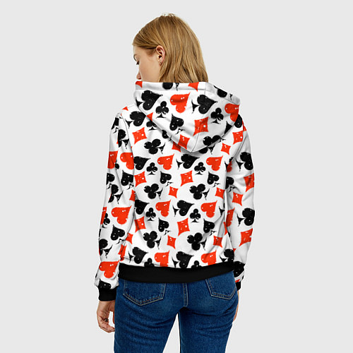 Женская толстовка Пика, Черва, Крестя, Бубна / 3D-Черный – фото 4