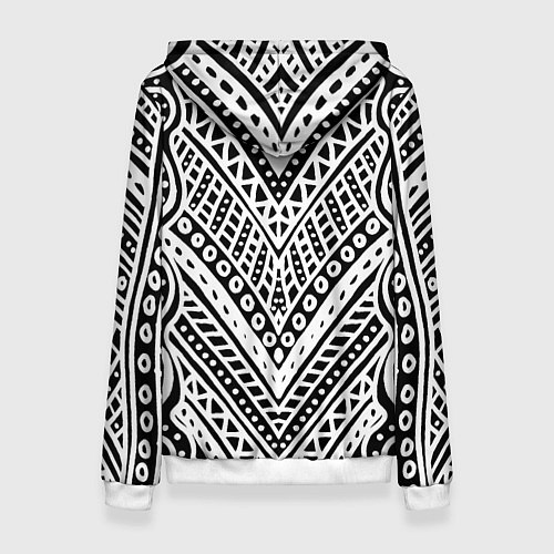 Женская толстовка Абстракция черно-белая Волны, полосы, вензеля Моно / 3D-Белый – фото 2