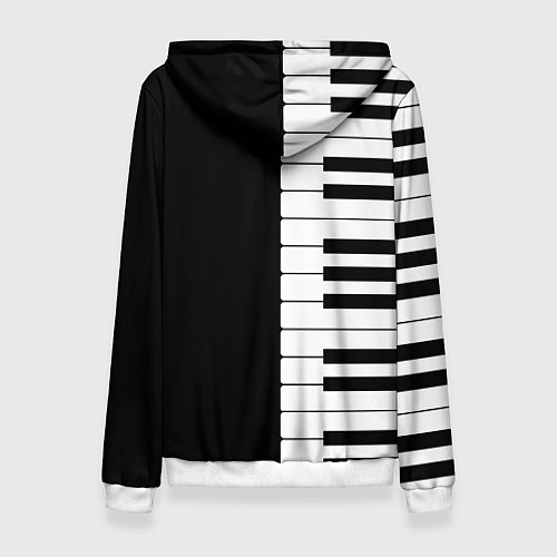 Женская толстовка Черно-Белое Пианино Piano / 3D-Белый – фото 2