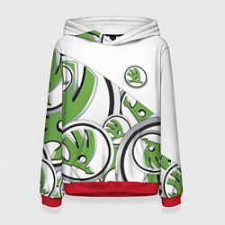 Толстовка-худи женская Skoda Шкода Half Pattern, цвет: 3D-красный