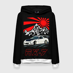 Толстовка-худи женская Мазда RX - 7, цвет: 3D-белый