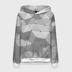 Толстовка-худи женская Объемные Треугольники 3d, цвет: 3D-белый