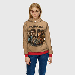 Толстовка-худи женская Uncharted Анчартед, цвет: 3D-красный — фото 2