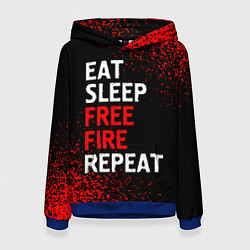 Толстовка-худи женская Eat Sleep Free Fire Repeat Арт, цвет: 3D-синий