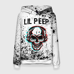 Толстовка-худи женская Lil Peep ЧЕРЕП Краска, цвет: 3D-белый