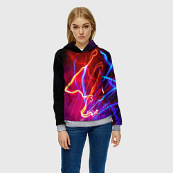 Толстовка-худи женская Neon vanguard pattern Lighting, цвет: 3D-меланж — фото 2