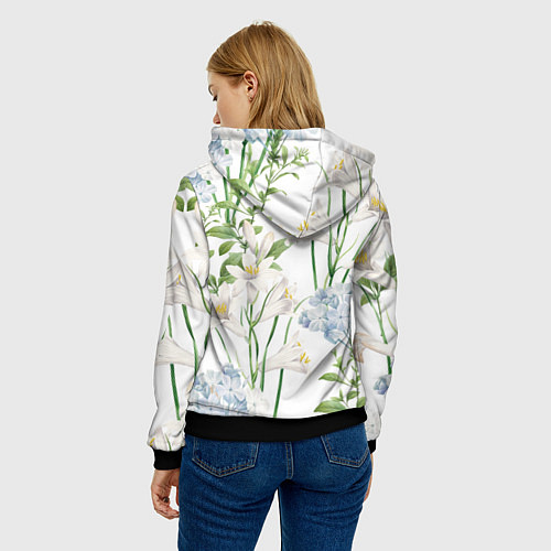 Женская толстовка Цветы Утонченные и Яркие / 3D-Черный – фото 4