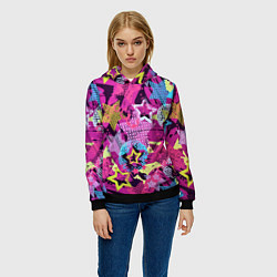 Толстовка-худи женская Star Colorful Pattern Fashion Neon, цвет: 3D-черный — фото 2