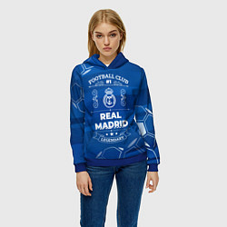 Толстовка-худи женская Real Madrid FC 1, цвет: 3D-синий — фото 2