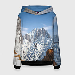 Толстовка-худи женская Minecraft Mountains Video game, цвет: 3D-черный