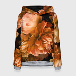 Толстовка-худи женская Цветы Пионы, цвет: 3D-меланж