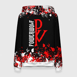 Толстовка-худи женская Powerwolf брызги красок, цвет: 3D-белый