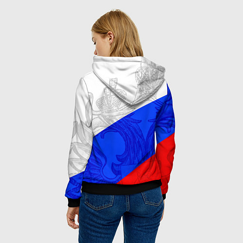 Женская толстовка RUSSIA - SPORTWEAR - ТРИКОЛОР / 3D-Черный – фото 4