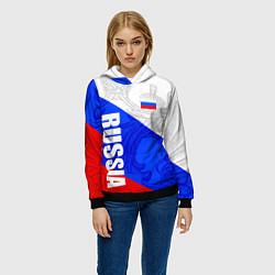 Толстовка-худи женская RUSSIA - SPORTWEAR - ТРИКОЛОР, цвет: 3D-черный — фото 2