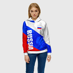 Толстовка-худи женская RUSSIA - SPORTWEAR - ТРИКОЛОР, цвет: 3D-белый — фото 2