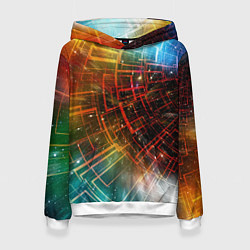 Толстовка-худи женская Portal - Neon Space - туннель из энергетических па, цвет: 3D-белый