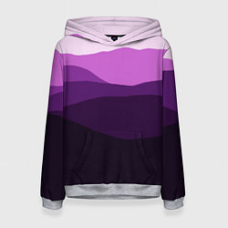 Толстовка-худи женская Фиолетовый градиент горы абстракция, цвет: 3D-меланж
