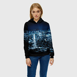 Толстовка-худи женская Ночной город night city, цвет: 3D-черный — фото 2