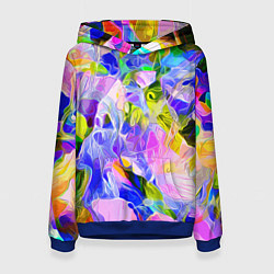 Толстовка-худи женская Красочный цветочный узор Весна - Лето 2023 Colorfu, цвет: 3D-синий