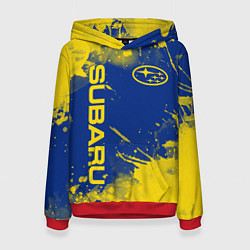 Толстовка-худи женская SUBARU - СУБАРУ БРЫЗКИ КЛАССИЧЕСКИЕ, цвет: 3D-красный