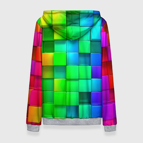 Женская толстовка РАЗНОЦВЕТНЫЕ КУБИКИ MULTICOLORED CUBES / 3D-Меланж – фото 2