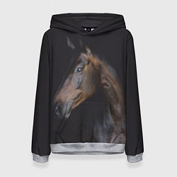 Толстовка-худи женская Лошадь Благородство, цвет: 3D-меланж