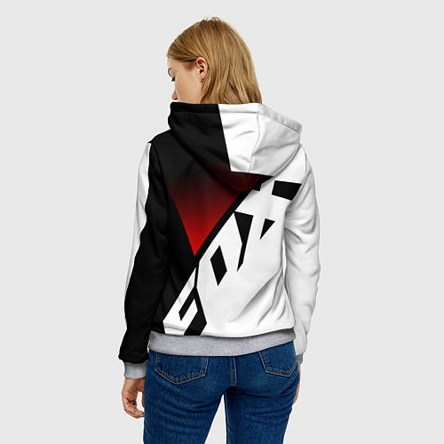 Женская толстовка FOX RACING - ФОКС ЧЕРНЫЙ И БЕЛЫЙ / 3D-Меланж – фото 4