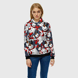 Толстовка-худи женская ВОЗДУШНЫЕ СНЕГОВИКИ, цвет: 3D-черный — фото 2