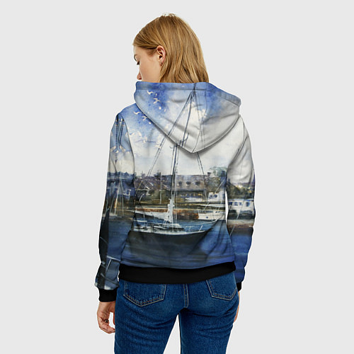 Женская толстовка Во французской гавани / 3D-Черный – фото 4