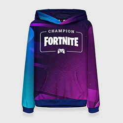 Толстовка-худи женская Fortnite Gaming Champion: рамка с лого и джойстико, цвет: 3D-синий