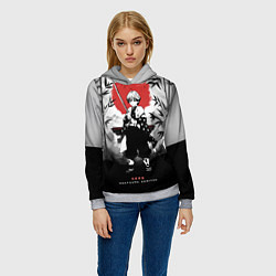Толстовка-худи женская ЗЕНИЦУ КЛИНОК, РАССЕКАЮЩИЙ ДЕМОНОВ, цвет: 3D-меланж — фото 2